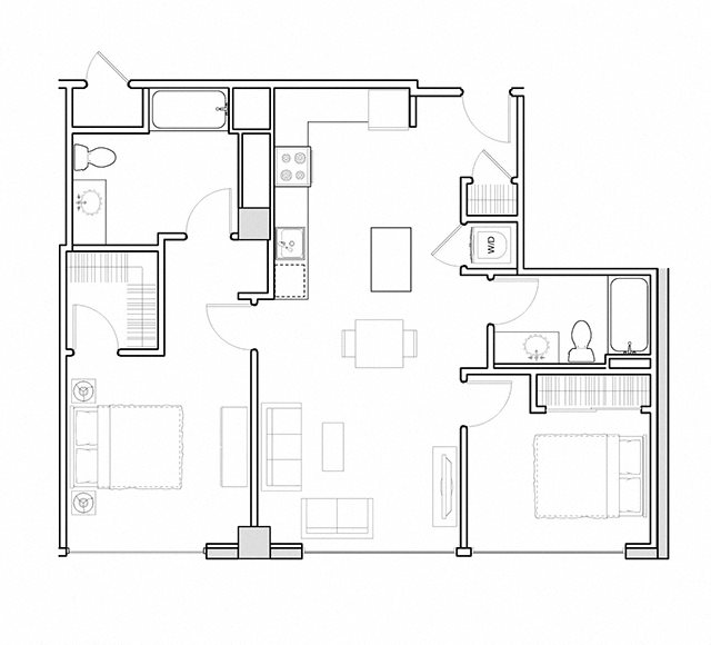 2 bedroom floor plan l 3rd Street Flats in Reno NV
